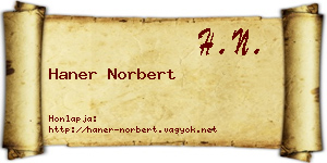 Haner Norbert névjegykártya